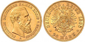 Preussen. 
Friedrich III. 1888. 20 Mark 1888 A. Jaeger&nbsp;248. . 

winz. Rf., ss-f. vz