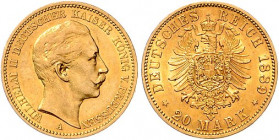 Preussen. 
Wilhelm II. 1888-1918. 20 Mark 1889 A. Jaeger&nbsp;250. . 

ss/f. vz