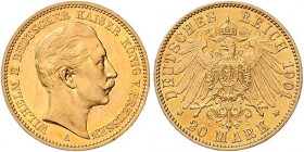 Preussen. 
Wilhelm II. 1888-1918. 20 Mark 1901 A. Jaeger&nbsp;252. . 

winz. Rdu, fast vorzüglich