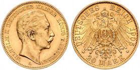 Preussen. 
Wilhelm II. 1888-1918. 20 Mark 1905 A. Jaeger&nbsp;252. . 

ss-vz