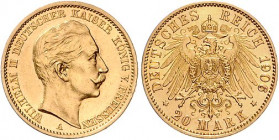 Preussen. 
Wilhelm II. 1888-1918. 20 Mark 1906 A. Jaeger&nbsp;252. . 

f. vz/vorzüglich