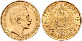 Preussen. 
Wilhelm II. 1888-1918. 20 Mark 1911 A. Jaeger&nbsp;252. . 

winz. Rf., fast vz/vorzüglich