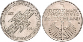 DM-Gedenkmünzen. 
5 DM 1952 D, Germanisches Museum. Jaeger&nbsp;388. . 

winzigste Kratzer, fast stempelfrisch