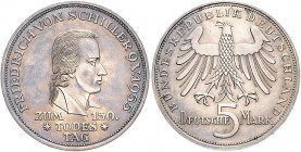DM-Gedenkmünzen. 
5 DM 1955 F, Schiller. Jaeger&nbsp;389. . 

vorzüglich