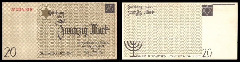 Besetzte Gebiete, Ghetto- u. KZ-Geld. 
Ghetto Litzmannstadt. 
1 u. 20 Mark v. ...