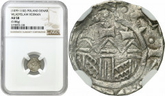 COLLECTION Medieval coins
POLSKA / POLAND / POLEN / SCHLESIEN / GERMANY

Władysław I Herman. Denar, Krakow (Cracow) NGC AU58 

Aw.: Głowa w lewo....