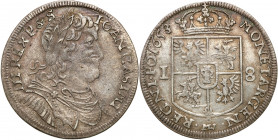 John II Casimir 
POLSKA/ POLAND/ POLEN/ LITHUANIA/ LITAUEN

Jan ll Kazimierz. Ort (18 groszy - groschen) 1653, MW połączone, Wschowa - Pretty 

A...