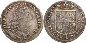 John II Casimir 
POLSKA/ POLAND/ POLEN/ LITHUANIA/ LITAUEN

Jan ll Kazimierz. Ort (18 groszy - groschen) 1653, MW połączone, Wschowa 

Aw.: Popie...