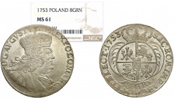 Augustus III the Sas 
POLSKA / POLAND / POLEN / SACHSEN / FRIEDRICH AUGUST II

August III Sas. 2 zlote (8 groszy - groschen) 1753 - bez liter EC - ...