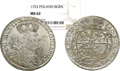 Augustus III the Sas 
POLSKA / POLAND / POLEN / SACHSEN / FRIEDRICH AUGUST II

August III Sas. 2 zlote (8 groszy - groschen) 1753, bez liter EC NGC...