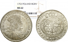 Augustus III the Sas 
POLSKA / POLAND / POLEN / SACHSEN / FRIEDRICH AUGUST II

August III Sas. 2 zlote (8 groszy - groschen) 1753 - litery EC - Lei...