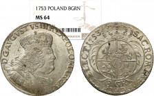 Augustus III the Sas 
POLSKA / POLAND / POLEN / SACHSEN / FRIEDRICH AUGUST II

August III Sas. 2 zlote (8 groszy - groschen) 1753 - bez liter EC - ...