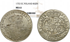 Augustus III the Sas 
POLSKA / POLAND / POLEN / SACHSEN / FRIEDRICH AUGUST II

August III Sas. 2 zlote (8 groszy - groschen) 1753 - litery EC - Lei...