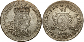 Augustus III the Sas 
POLSKA / POLAND / POLEN / SACHSEN / FRIEDRICH AUGUST II

August III Sas. Szostak (6 groszy - groschen) 1762 ICS, Elblag (Elbi...