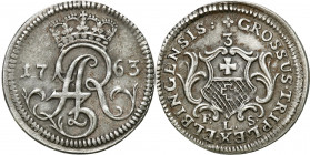 Augustus III the Sas 
POLSKA / POLAND / POLEN / SACHSEN / FRIEDRICH AUGUST II

August III Sas. Trojak - 3 grosze (Groschen) 1763, Elblag (Elbing) -...