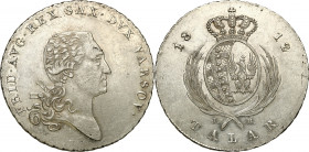 Duchy of Warsaw
POLSKA/ POLAND/ POLEN / POLOGNE / POLSKO

Księstwo Warszawskie. Taler (thaler) 1812 IB, Warsaw - Pretty 

Aw.: Głowa księcia Fryd...