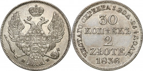 Poland XIX century / Russia 
POLSKA / POLAND / POLEN / RUSSIA / RUSSLAND / РОССИЯ

Polska XIX w. /Rosja. Nicholas I. 30 Kopek (kopeck) = 2 zlote 18...