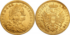World coins 
WORLD COINS

Austria. Karol VI (1711-1740). Ducat (Dukaten) 1740, Vienna 

Aw.: Popiersie władcy w prawo, napis w otoku: CAR VI D G ...