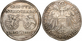 World coins 
WORLD COINS

Germany. Nürnberg. Guldentaler (60 krajcar) 1564 

Aw.: Dwie połączone tarcze herbowe i napis: RESPVB NVRENBERG F F MDL...