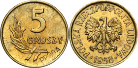PROBE coins Poland after 1945
POLSKA / POLAND / POLEN / PATTERN / PROBE / PROBAIII RP. PROBE / SPECIMEN

PROBE brass 5 groszy - groschen 1958 minta...