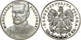 Collector coins after 1949
POLSKA / POLAND / POLEN / POLOGNE / POLSKO

III RP. 200.000 zloty 1990 J. Pilsudski Duży Tryptyk 

Moneta o wadze pona...