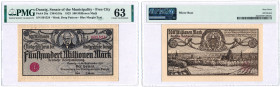 Banknotes
POLSKA / POLAND / POLEN / PAPER MONEY / BANKNOTE

Gdansk (Danzig) 500 milionów mark 1923 druk kremowy odwrócony PMG 63 

Odmiana z nieo...