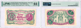 Banknotes
POLSKA / POLAND / POLEN / PAPER MONEY / BANKNOTE

Gdansk (Danzig) 1 milion mark 08 sierpnia 1923 numeracja 5 cyfrowa z ⁕ obróconą PMG 64 ...