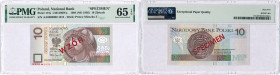 Banknotes
POLSKA / POLAND / POLEN / PAPER MONEY / BANKNOTE

III RP. PROBE SPECIMEN 10 zloty 1994 seria AA PMG 65 EPQ - RARITY R4 

Seria AA, nume...