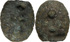 Greek Italy. Uncertain Umbria or Etruria. AE cast Sextans, 3rd century BC. Obv. Club. Rev. Two pellets. Vecchi ICC 199; Vecchi EC II, 5; HN Italy 54. ...