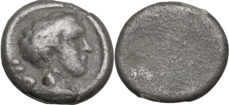 Greek Italy. Etruria, Populonia. AR 2 1/2 Units, c. 400 BC. Obv. Young male head...
