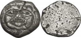 Greek Italy. Etruria, Populonia. AR 20 Units, 3rd century BC. Obv. Gorgoneion. Rev. Blank. HN Italy 152. AR. 7.07 g. 19.00 mm. Partly toned. VF.