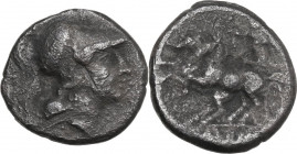 Greek Italy. Samnium, Southern Latium and Northern Campania, Cales. AR Didrachm, 265-240 BC. Obv. Head of Athena right, wearing Corinthian helmet. Rev...