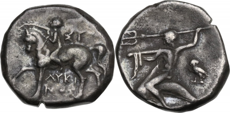 Greek Italy. Southern Apulia, Tarentum. AR Nomos, 275-235 BC. Obv. Nude youth on...