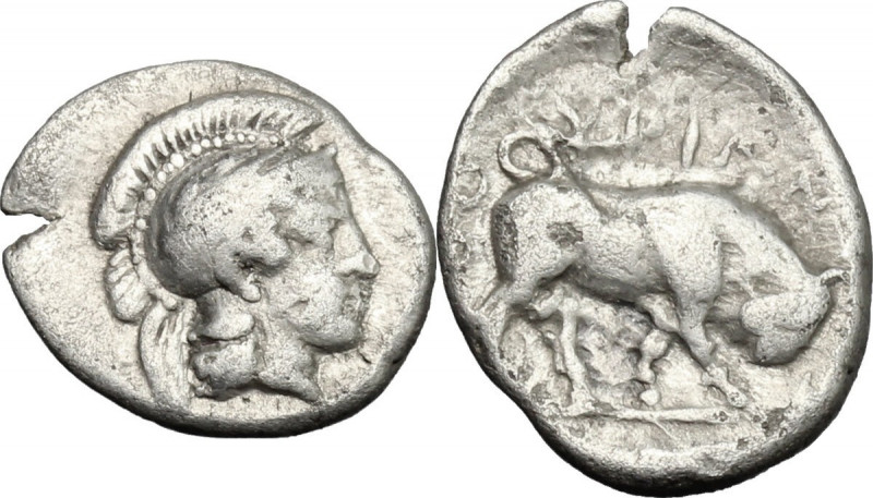 Greek Italy. Southern Lucania, Thurium. AR Triobol, c. 350-300 BC. Obv. Head of ...