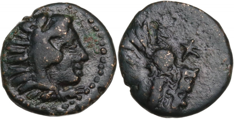 Sicily. Himera (as Thermai Himerenses). AE 14 mm, 407-406 BC. Obv. Head of Herak...