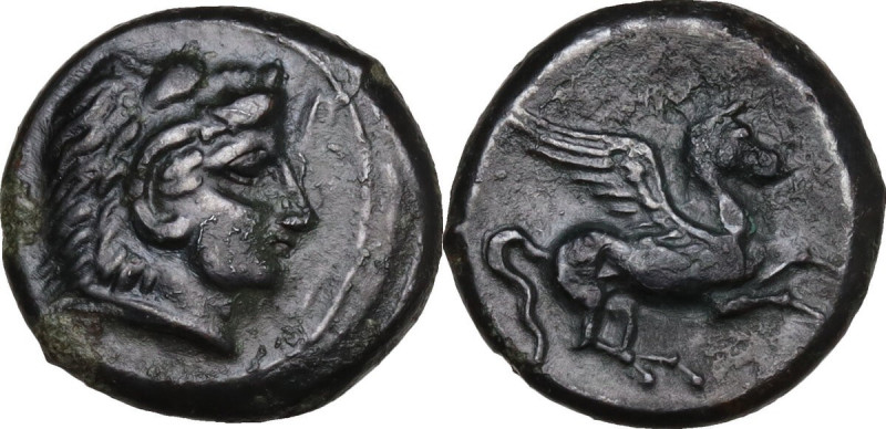 Sicily. Kephaloedium. AE 13 mm. c.305-280 BC. Obv. Head of Herakles right, weari...