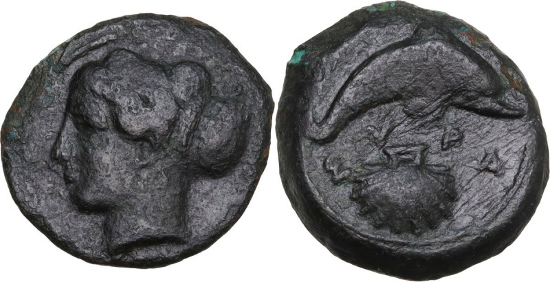 Sicily. Syracuse. Deinomenid Tyranny (485-466 BC). AE Hemilitron, c. 415-405 BC....