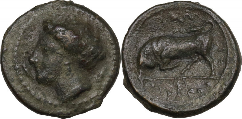 Sicily. Syracuse. Agathokles (317-289 BC). AE 16 mm. Obv. Head of Arethusa left;...