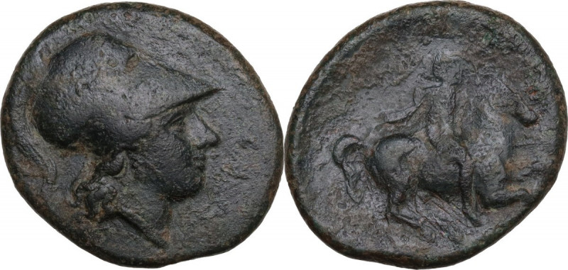 Sicily. Syracuse. Agathokles (317-289 BC). AE 23 mm. Obv. Helmeted head of Athen...