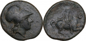Sicily. Syracuse. Agathokles (317-289 BC). AE 23 mm. Obv. Helmeted head of Athena right. Rev. Horseman right, holding spear. CNS II 117. AE. 7.31 g. 2...