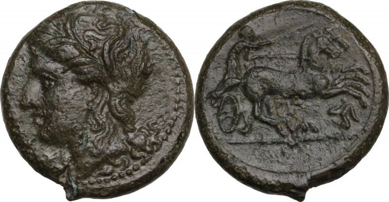 Sicily. Syracuse. Fourth Democracy (c. 289-287 BC). AE 21 mm. Obv. Head of Perse...