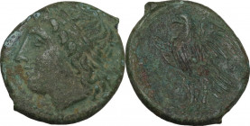 Sicily. Syracuse. Hiketas II (287-278 BC). AE 24.5 mm, 287-278 BC. Obv. Laureate head of Zeus Hellanios left. Rev. Eagle standing left on thunderbolt....