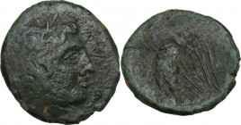 Sicily. Syracuse. Hiketas II (287-278 BC). AE 22 mm. Obv. Laureate head of Zeus Hellanios right. Rev. Eagle standing left on thunderbolt, wings open. ...