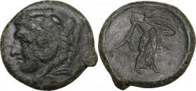 Sicily. Syracuse. Pyrrhos (278-276 BC). AE 25 mm. Obv. Head of Herakles left, wearing lion's skin. Rev. Athena Promachos right. CNS II 175. AE. 11.18 ...