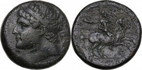 Sicily. Syracuse. Hieron II (274-215 BC). AE 26 mm. Obv. Diademed head left. Rev. Horseman right, holding spear; below, Φ. CNS II 195. AE. 18.36 g. 26...