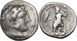Continental Greece. Kings of Macedon. Alexander III "the Great" (336-323 BC). AR Tetradrachm, 330-327, Ake mint. Obv. Head of Herakles right, wearing ...
