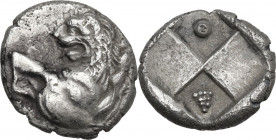 Continental Greece. Thracian Chersonesos, Kardia. AR Hemidrachm, 350-330 BC. Obv. Forepart of lion right, head turned back. Rev. Incuse square with al...