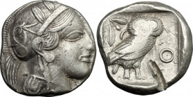 Continental Greece. Attica, Athens. AR Tetradrachm, 479-393 BC. Obv. Head of Athena right, helmeted, with frontal eye. Rev. Owl standing right, head f...