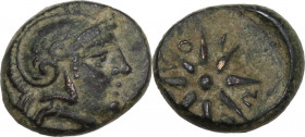 Greek Asia. Troas, Kolone (?). AE 11 mm, 400-300 BC. Obv. Helmeted head of Athena right. Rev. Eight rayed star; letters between the rays. SNG Cop. 279...