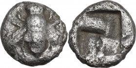Greek Asia. Ionia, Ephesus. AR Obol, 550-500 BC. Obv. Bee. Rev. Incuse square. Karwiese, Series III, 16. AR. 0.44 g. 7.00 mm. VF.